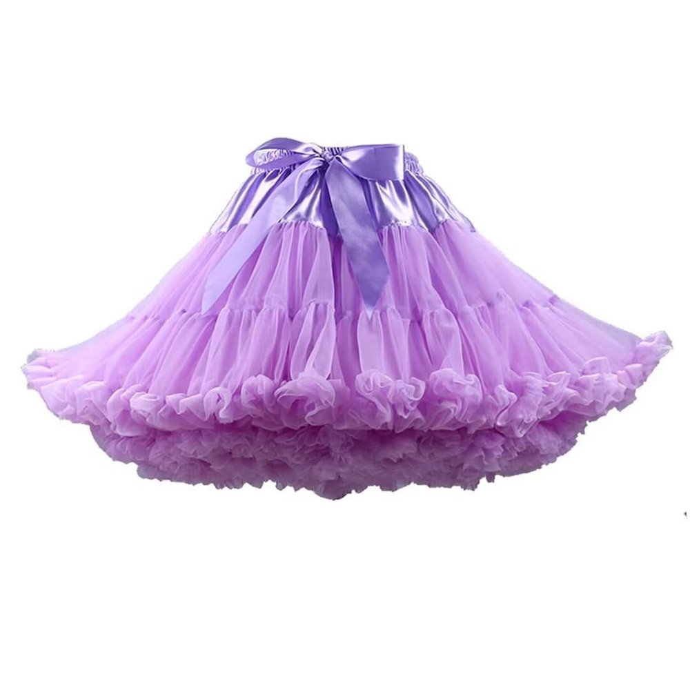 banpise Womens Tulle Petticoats with Ribbon Elastic Waist Tutu Skirts Ballet Dance Cosplay Costumes Purple