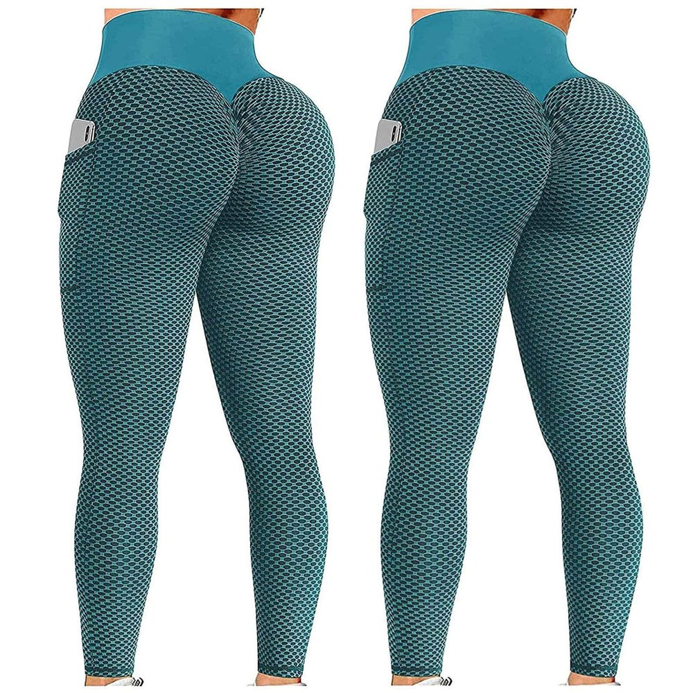 2PCS Workout Leggings for Women Seamless Scrunch Tights Tummy Control Women Scrunch Butt Lifting Seamless Leggings Booty High Waisted Workout Yoga Pants Tummy Control Gym Compression Tights Y-Green