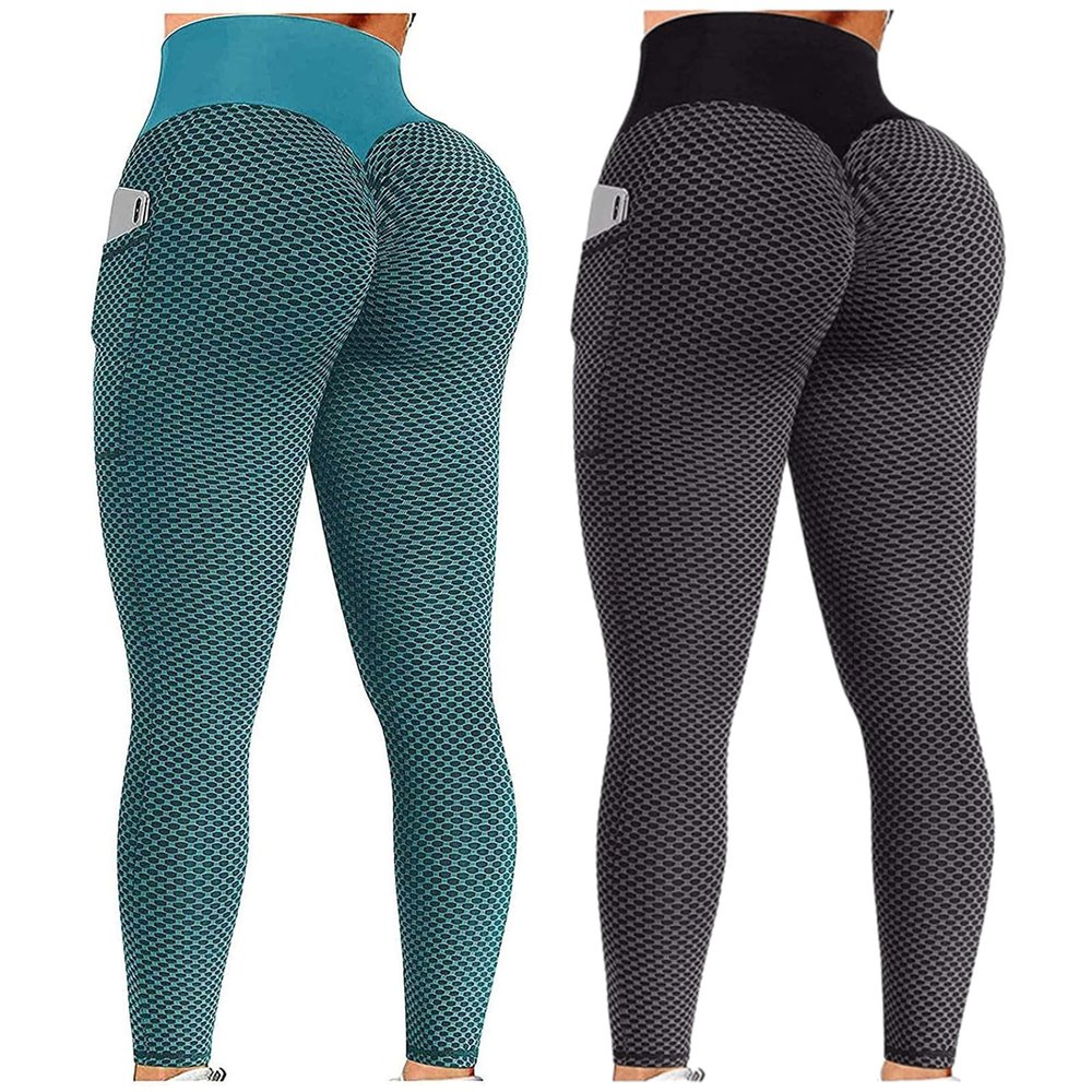 2PCS Workout Leggings for Women Butt Lifting Plus Size Butt Lifting Workout Leggings for Women Scrunch Butt Gym Fitness Seamless Booty Tight Tummy Control Sport Active Yoga Pants Y-Black