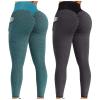 2PCS Workout Leggings for Women Butt Lifting Plus Size Butt Lifting Workout Leggings for Women Scrunch Butt Gym Fitness Seamless Booty Tight Tummy Control Sport Active Yoga Pants Y-Black view 1