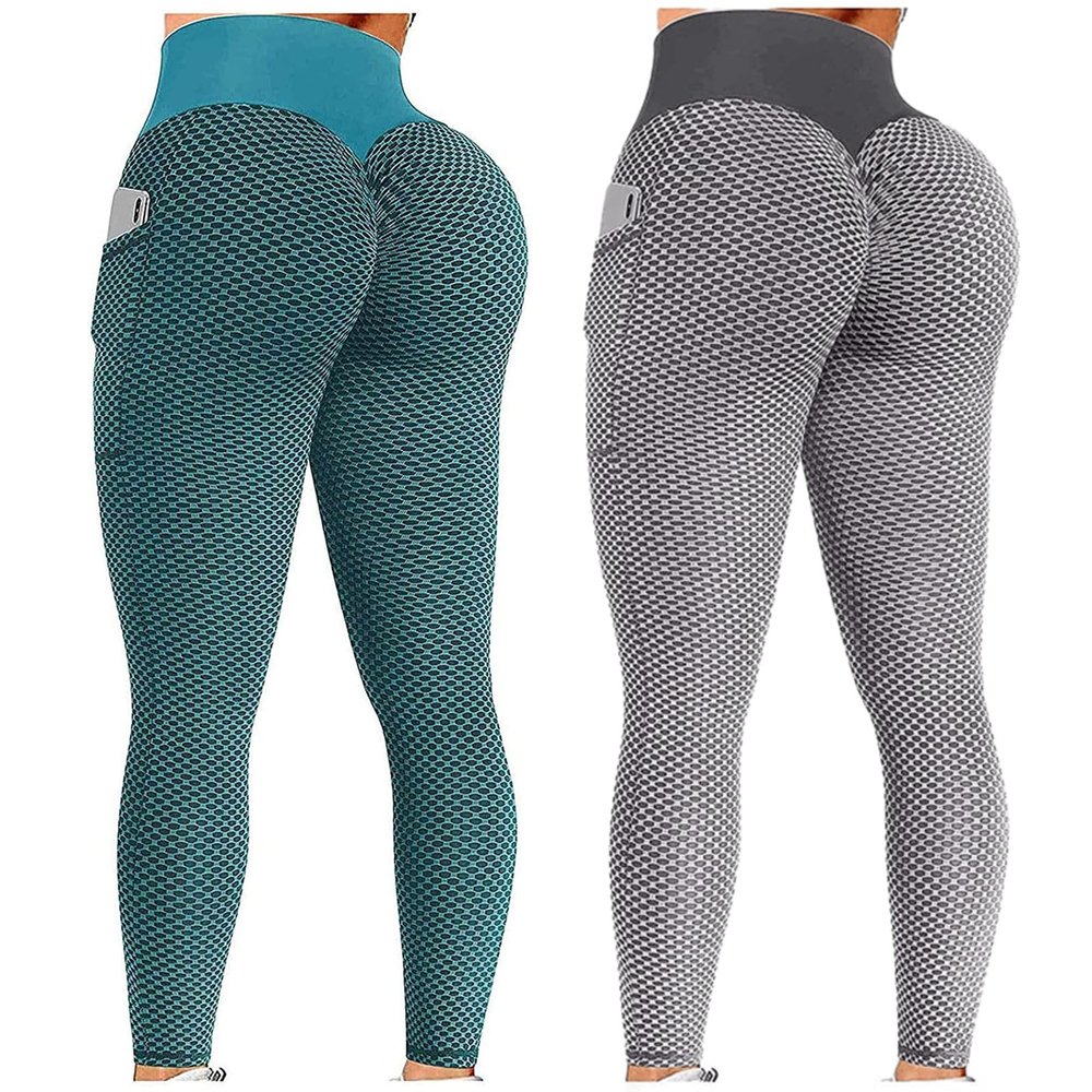 2PCS Workout Leggings for Women Plus Size Under 12 Butt Lifting Workout Leggings for Women Scrunch Butt Gym Seamless Booty Tight High Waist Tummy Control Gym Yoga Pants