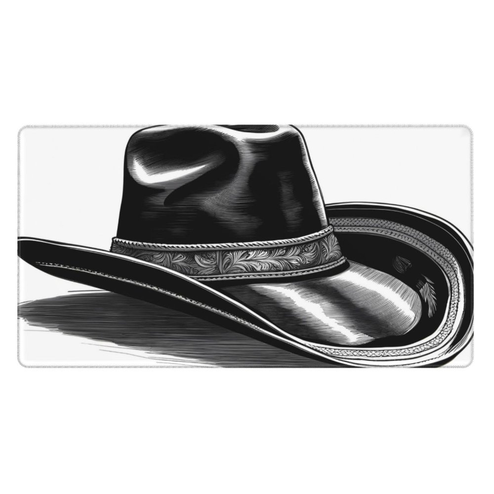 YYHWHJDE Cowboy Black Hat Western Boots Pattern Large Office Gaming Mouse pad 16 x 29.5 in : Strong Adhesion and Durability Precision Edge Locking