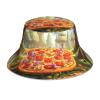 Yyhwhjde Large Pizza Picture Reversible Bucket Hat - Unisex Protection Headwear for Camping and Outdoor Activities Black, Black, One Size view 1