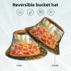 Yyhwhjde Large Pizza Picture Reversible Bucket Hat - Unisex Protection Headwear for Camping and Outdoor Activities Black, Black, One Size view 2