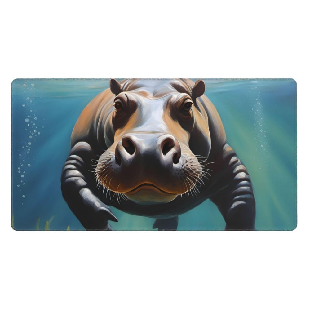 YYHWHJDE Diving Hippo pattern Large office gaming mouse pad 16 x 29.5 in : Strong adhesion and durability Thickened and anti-slip