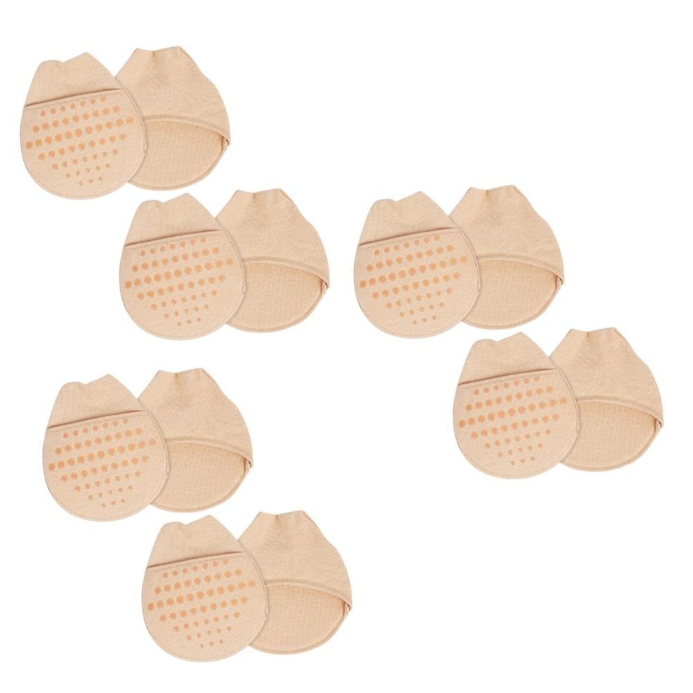 Mobestech 6pairs Seamless Invisible Toe Topper Half Socks Cushion Non-Slip Silicone Bottom for Women Breathable Forefoot Pads for High Heels and Everyday Wear Skin