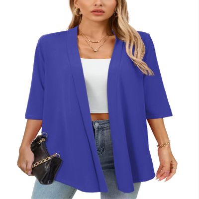 Ylhystrical Lightweight Cardigan for Women Klein Blue Large Drape Shrugs 3/4 Sleeve Open Front Lightweight Casual Soft Jacket Drape Cover Ups Spring Summer Shawl Kimono Wraps