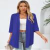 Ylhystrical Lightweight Cardigan for Women Klein Blue Large Drape Shrugs 3/4 Sleeve Open Front Lightweight Casual Soft Jacket Drape Cover Ups Spring Summer Shawl Kimono Wraps view 3