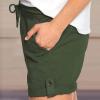 Womens Shorts 2023 Comfy Summer Drawstring Workout Elastic High Waist Cotton Shorts for Women Trendy Athletic Shorts Army Green view 4