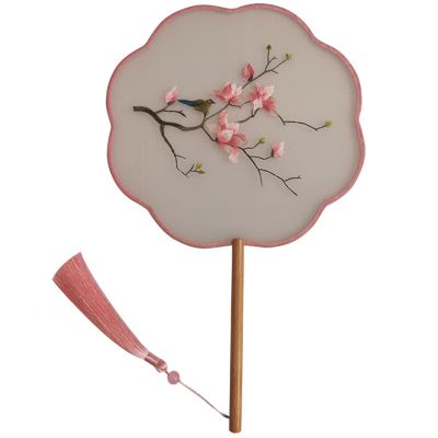 Wedding fans,Dress Up Show Fan,Fabric Handheld Fans, Chinese Style Flower Embroidered Fans with Tassel, for Summer Decorations Dancing Prop