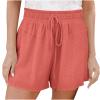 2024 Womens Summer Shorts Casual Comfy Drawstring Elastic Waist Shorts with Pockets Loose Flowy Beach Lightweight Short