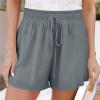 2024 Womens Summer Shorts Casual Comfy Drawstring Elastic Waist Shorts with Pockets Loose Flowy Beach Lightweight Short view 2