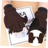 CALLARON 3pairs Touchscreen Half Finger Gloves Men's Thermal Convertible Fleece Mittens view 2