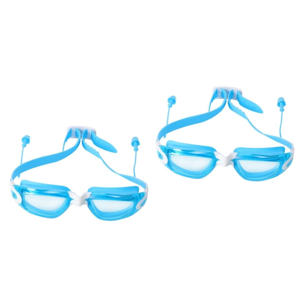 BESPORTBLE 2pcs Fashionable Boy Girl Swimming with Earplugs -fog Large Frame Swimming Glasses for Boy Girl for Pool and Beach Activities Lake