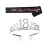 Angoily Happy Birthday Sash Crown Birthday Party Accessory Rhinestone Crown Crystal Hair Comb Chic view 1