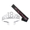 Angoily Happy Birthday Sash Crown Birthday Party Accessory Rhinestone Crown Crystal Hair Comb Chic view 3