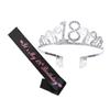 Angoily Happy Birthday Sash Crown Birthday Party Accessory Rhinestone Crown Crystal Hair Comb Chic view 4