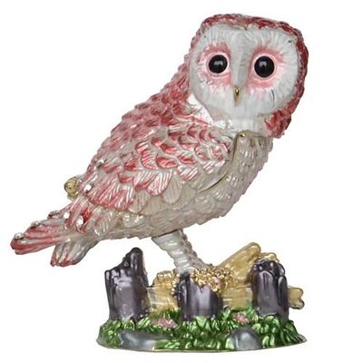 LiuliuBull Owl Trinket Box, Metal Jewelry Container, Bird Decoration, Necklace Holder, Gifts for Her (Color : Red)
