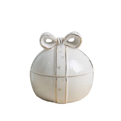 LiuliuBull Bowknot Ceramic Jewelry Box Vintage Decoration Ring Holder Organizer Creative Gift (Color : Round)