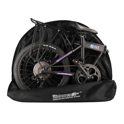 SUNELFFY 20inch Folding Bike Bag Bicycle Carry Bag Bike Travel Carrying Case Bike Transport Bag for Car Train Air Travel Portable (Black-White, 14-20 inch)
