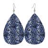 Women Fashion Teardrop Earrings Blue Snake Skin Texture Leather Earrings 3d Pattern Printed Dangle Drop Earrings view 1