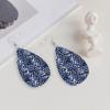Women Fashion Teardrop Earrings Blue Snake Skin Texture Leather Earrings 3d Pattern Printed Dangle Drop Earrings view 3
