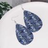 Women Fashion Teardrop Earrings Blue Snake Skin Texture Leather Earrings 3d Pattern Printed Dangle Drop Earrings view 4