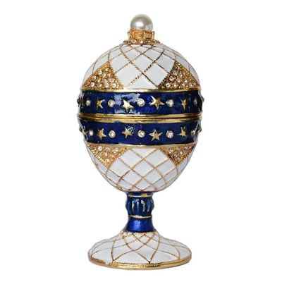 LiuliuBull Easter Egg Trinket Box, Metal Jewelry Holder, Decorative Container (Color : Blue)