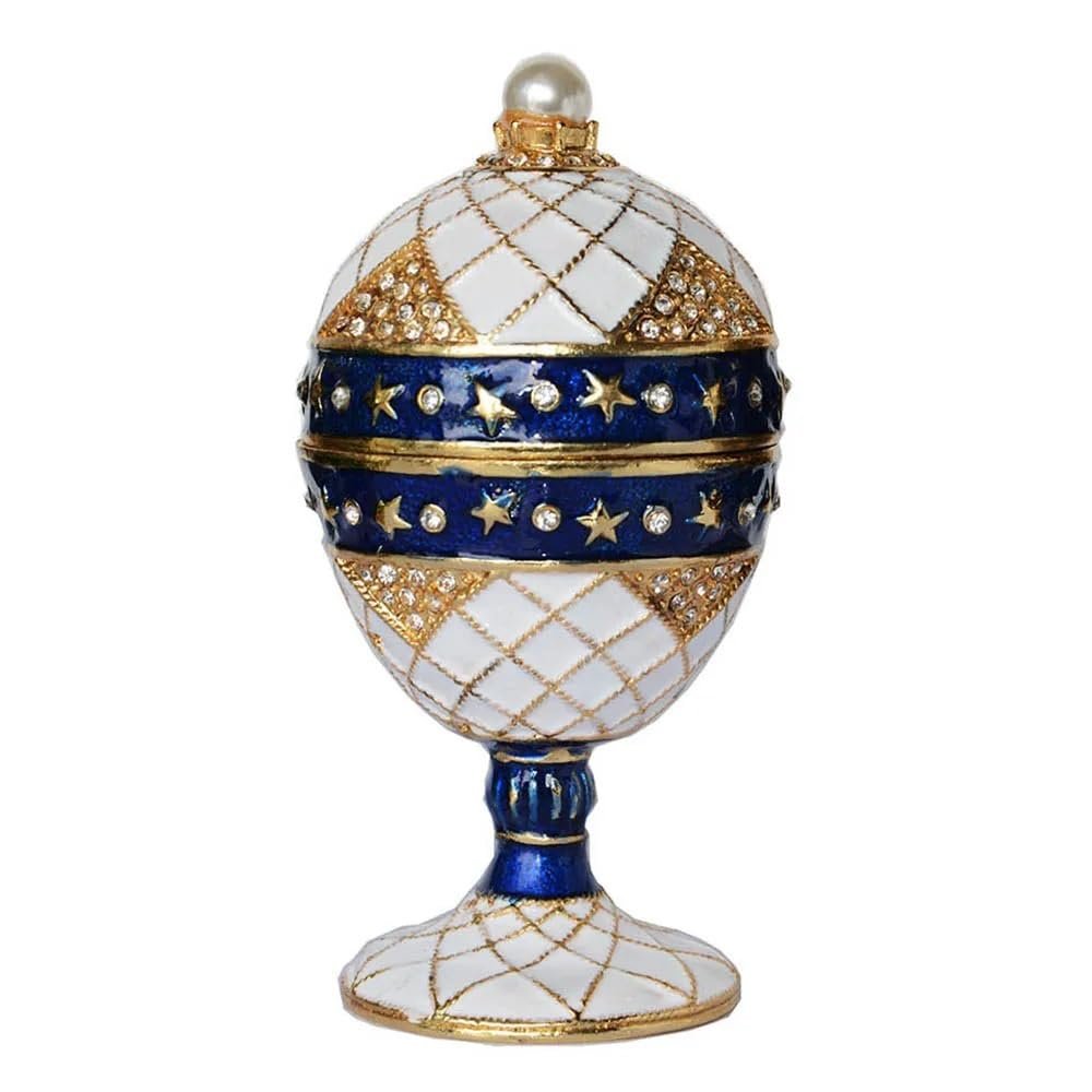 LiuliuBull Easter Egg Trinket Box, Metal Jewelry Holder, Decorative Container (Color : Blue)
