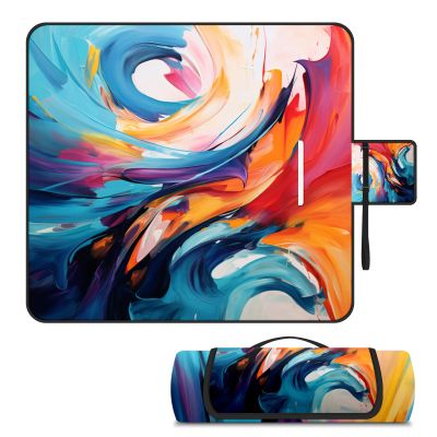 AQUNNEW Luxury Outdoor Picnic Blanket Extra-Large Waterproof Foldable Beach Mat Ideal for Picnics, Beaches and Outdoor Adventures Durable Picnic Mat Art Style