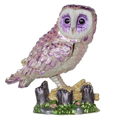 LiuliuBull Owl Trinket Box, Metal Jewelry Container, Bird Decoration, Necklace Holder, Gifts for Her (Color : Purple)
