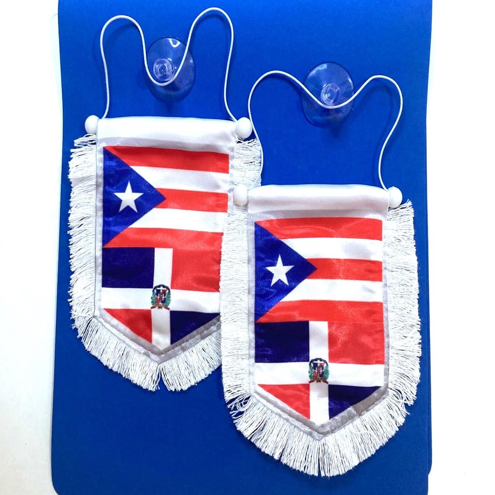 Puerto Rico Dominican Republic Puerto Rican & Dominican Flag for Car Accessories rearview mirror hanging decoration auto home gifts - Unite Cultures on Every Drive! Home Wall Door Window Decoration Banners