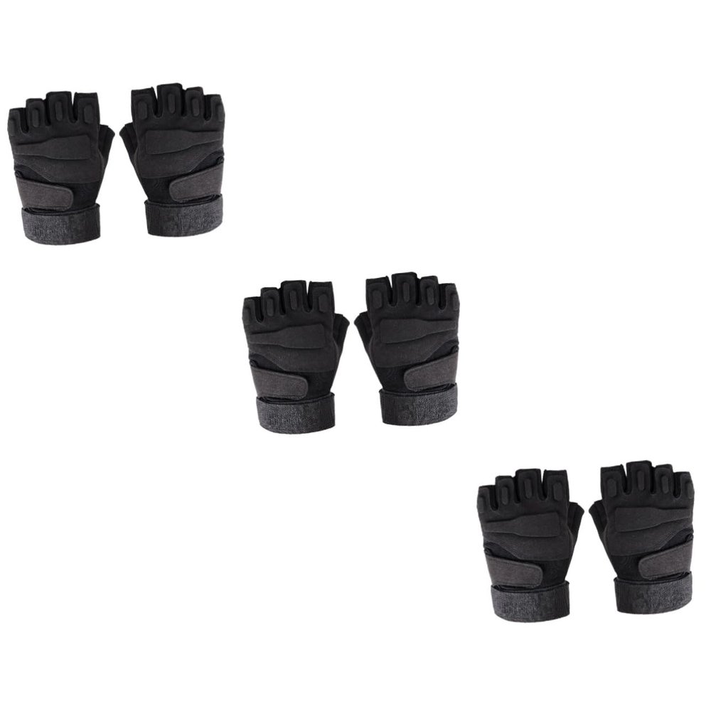BESPORTBLE 3pcs Half Finger Gloves for Outdoor Sports Breathable Comfortable Sweat Cycling Gloves Black XL for Fishing Hiking Running