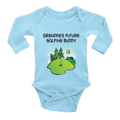Grandpa's Future Golfing Buddy Cotton Climbing Bodysuit Long Sleeve Romper Jumpsuit Baby Girls Boys C-Blue