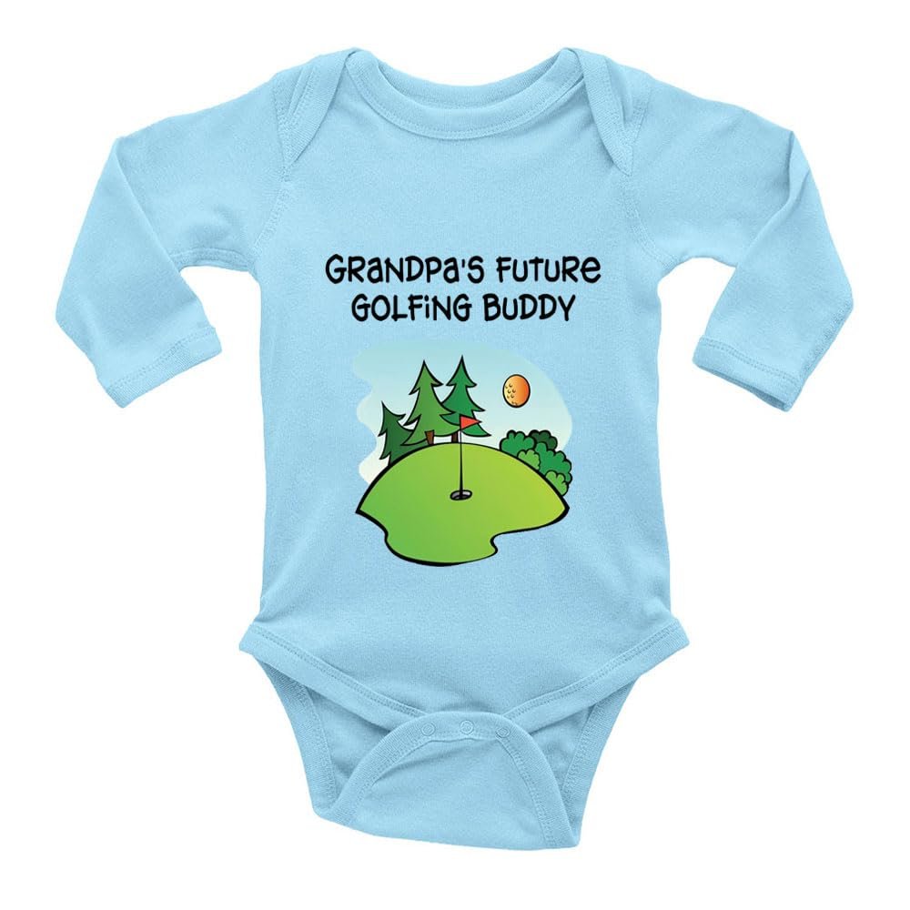 Grandpa's Future Golfing Buddy Cotton Climbing Bodysuit Long Sleeve Romper Jumpsuit Baby Girls Boys C-Blue