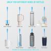 15.7" Silicone Bottle Brush, ddLUCK Water Bottle Cleaner Brush for Stanley, Hydroflasks, Glass, Thermos Sports Bottle, Vase and Glassware, Bottle Brush Cleaner for Small Narrow Neck Containers (Blue) view 2