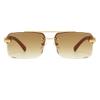 JOVAKIT Trendy Square Sunglasses for Men Women Semi Rimless Frame Shades 90s Vintage Retro Sun Glasses UV400 Protection (Gold/Gradient Brown) view 2