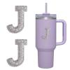 2pcs Peal Initial Letters for Stanley Cup Cute Stanley Tumbler Stickers for Water Bottles Wallet Phone Laptop Luggage (J)