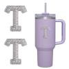 2pcs Peal Initial Letters for Stanley Cup Cute Stanley Tumbler Stickers for Water Bottles Wallet Phone Laptop Luggage (T)