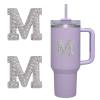 2pcs Peal Initial Letters for Stanley Cup Cute Stanley Tumbler Stickers for Water Bottles Wallet Phone Laptop Luggage (M)