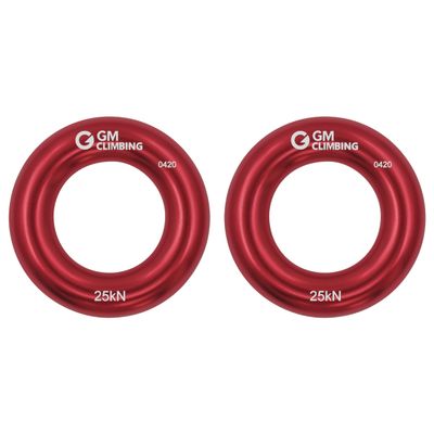 GM CLIMBING Red Small Rappel Ring 25kN for Rock Climbing Arborist Rescue Slackline Hammock 2-Pack