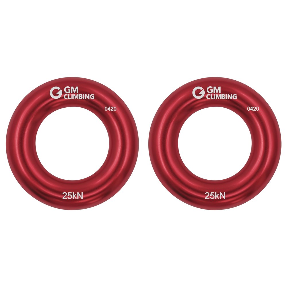 GM CLIMBING Red Small Rappel Ring 25kN for Rock Climbing Arborist Rescue Slackline Hammock 2-Pack