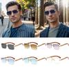 JOVAKIT Trendy Square Sunglasses for Men Women Semi Rimless Frame Shades 90s Vintage Retro Sun Glasses UV400 Protection (Gold/Grey&Pink) view 4
