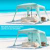 OutdoorMaster Beach Cabana with Fringes, Portable 6' x 6' Sun Canopy for Sand, Easy Set Up Beach Shelter, Included Side Wall, UPF 50+ UV Protection Sun Umbrella - for Family & Friends -Stripes view 2