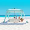 OutdoorMaster Beach Cabana with Fringes, Portable 6' x 6' Sun Canopy for Sand, Easy Set Up Beach Shelter, Included Side Wall, UPF 50+ UV Protection Sun Umbrella - for Family & Friends -Stripes view 4