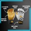 Patriot | Batting Gloves | Professional Batting Gloves 360 Pro Cabretta Leather Wrist Wrap Baseball Softball Adult Youth (White + Tan, Youth XL) view 2