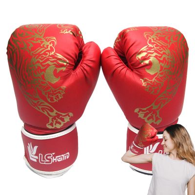 LAFANDE Boxing Gloves for Men & Women, Training and Sparring Punching Gloves, Breathable Muay Thai Glove for Boxing Music Machine, Red