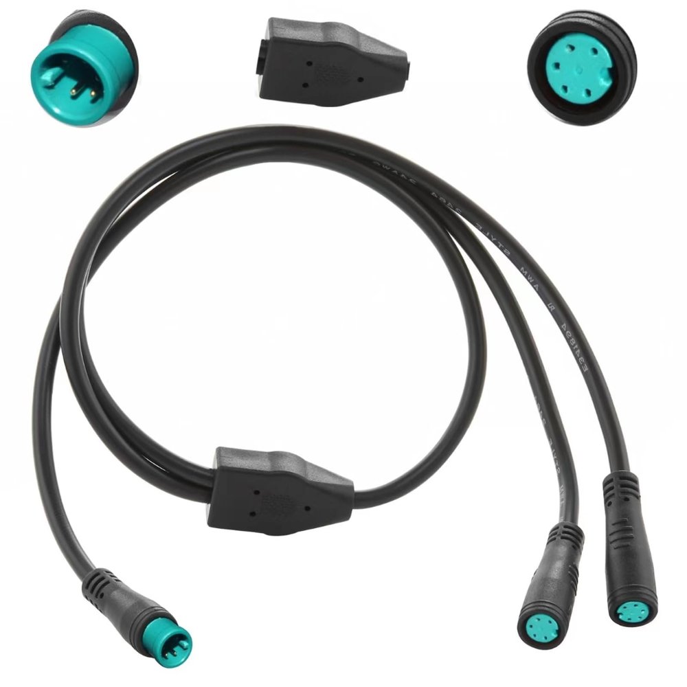 EDENCOMERS Electric Bike 1T2 Extension Cable Y-Split Extension Wire with Waterproof Connector for Light,Throttle,Gear Sensor and Brake in Ebike Modification Kit (1T2 5pin 7")