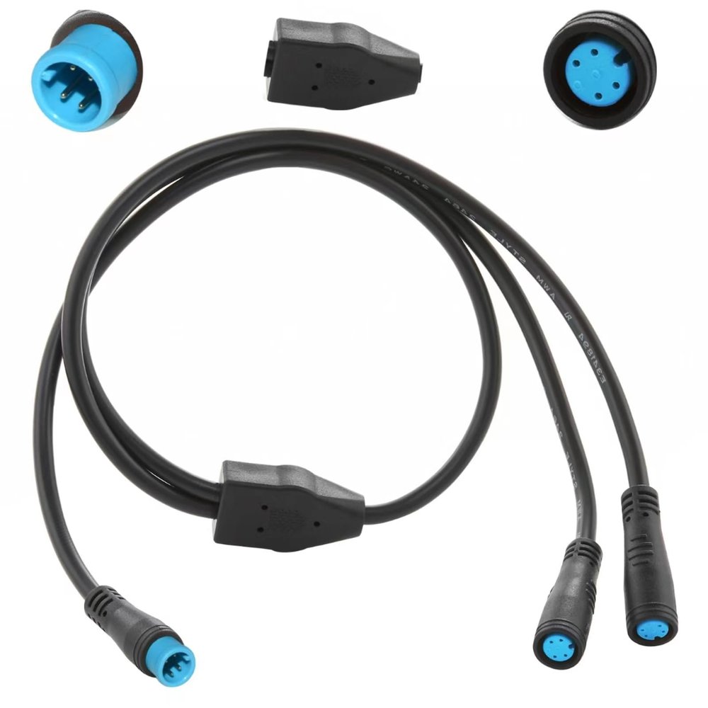 EDENCOMERS Electric Bicycle 1T2 Extension Cable Y-Split Extension Wire with Waterproof Connector for Light,Throttle,Gear Sensor and Brake in Ebike Modification Kit (1T2 4pin 7")