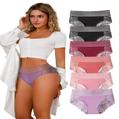 Cinvik High Waisted Lace Underwear for Women Seamless Curvy Cheeky High Rise Breifs Panties Pack 3XL